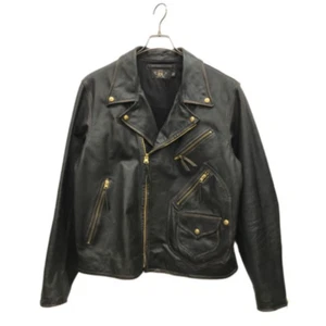 RRL Ralph Lauren Motorcycle Jacket Biker Leather Size L Vintageprocessing Black - Picture 1 of 10