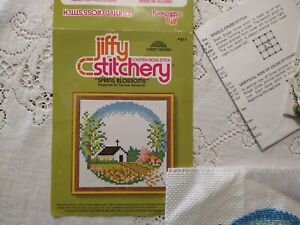 Jiffy Stitchery Spring Blossoms 1979 Cross Stitch Kit #911 Started Project