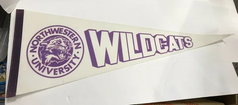 VINTAGE NORTHWESTERN UNIVERSITY WILDCATS FELT BANNER/ PENNANT 30" FREE SHIPPING Cover