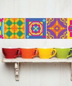 Yellow & Blue Geometric Tile Decal - Set of 12 Multicolor One-Size #