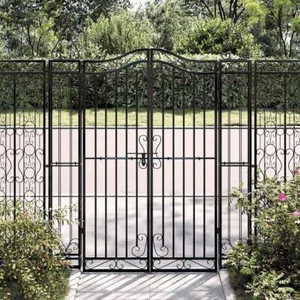 vidaXL Garden Gate Black 121x8x150 cm Wrought Iron - Picture 1 of 6
