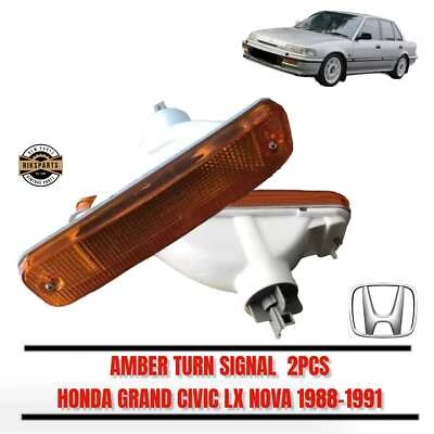 Amber Bumper Signal Light Lamp For 1988-1991 Honda Civic 3D HB/4D Sedan Pair - Image 1 of 4