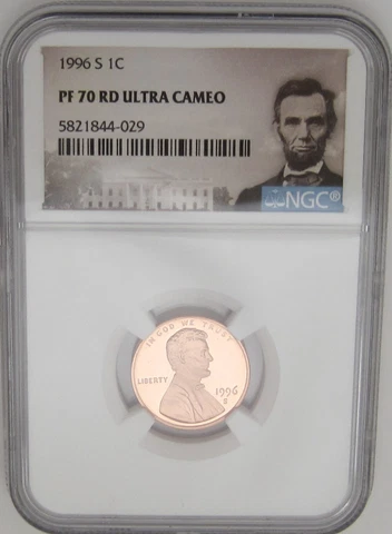 1996-S Lincoln Memorial Cent NGC PF70 RED ULTRA CAMEO - HOT RED PROOF - Top Pop Cover