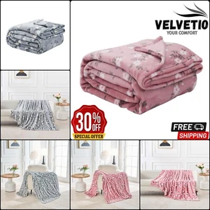 Flannel Fleece Throw Ditsy Floral Large Sofa Bed Blanket Single Double King Size - Picture 1 of 21