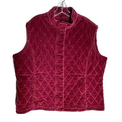 Eddie Bauer Mujer Diamante Acolchado Chaleco Chaqueta 2XL Rojo Vino Cremallera Completa Botón a Presión Foto 1 de 4