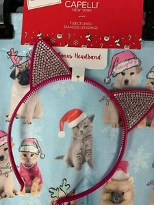Capelli NY Fleece Lined Seamless Leggings Cat&Dog Theme M/L with Bonus Headband - Picture 1 of 7