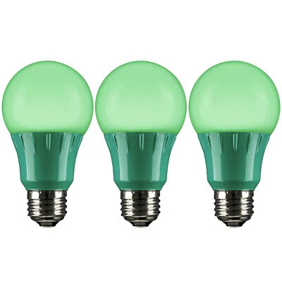 3Pack LED Green Light Bulb, Colored Light Bulb, 3W, E26 - Image 1 of 3