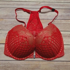 Victorias Secret Very Sexy Push Up Front Hook Red Lace & Lace Back 32DD NEW - Picture 1 of 2