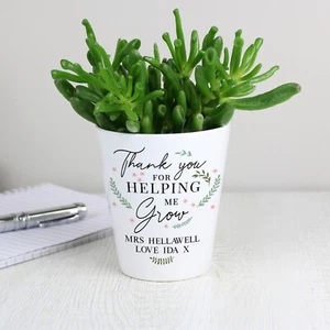 Personalised Thank You For Helping Me Grow Plant Pot. Thank You Teacher Gift. - Picture 1 of 3