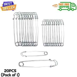 20PCS Large Safety Pins, 4Inch and 3Inch Heavy Duty Safety Pins for Fashion ... - Picture 1 of 6