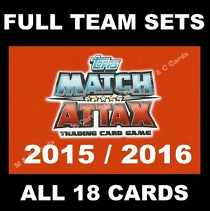 Topps Premier League Match Attax FULL TEAM BASE SETS of 18 cards 2015/16 15/16 - Picture 1 of 23