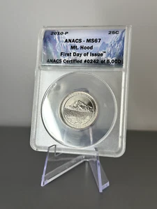 2010-P Washington Quarter Mount Hood ANACS MS67 First Day of Issue Mt. Hood - Picture 1 of 2