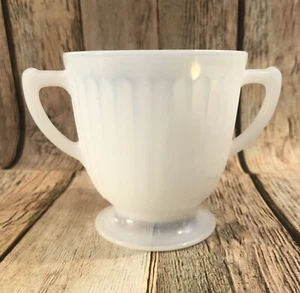 Vintage Opalescent Ribbed Milk Glass Sugar Bowl - Picture 1 of 6