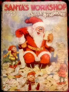 DISNEY'S SANTA’S WORKSHOP 1930's Cartoon Book Silly Symphonies Color Plates RARE - Picture 1 of 12