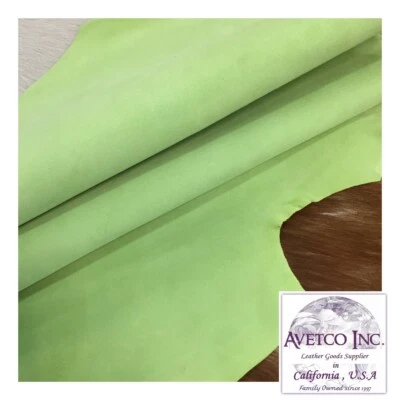 Avetco Premium Italian Kid Skin Goat Suede 3 SF Leather Hide 3 oz Lettuce Green - Image 1 of 4