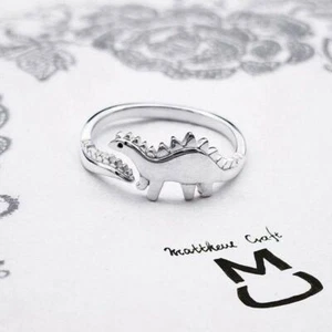 Dinosaur Silver Band Adjustable Love Gift Dainty Jewelry Women AU Men K5C8 - Picture 1 of 14