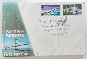 GB FDC British Bridges 2 Stamps on Themed Envelope Blackburn Postmark 1968 - Picture 1 of 2