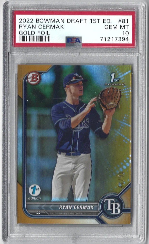 2022 Bowman Draft 1st Edition Ryan Cermak #BD-81 Gold RC /50 | PSA 10 GEM MINT - Image 1 of 1