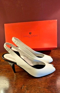 Vintage Charles Jourdan Paris Leather Ladies Peep Slingback Shoes UK 3.5 / 4 - Picture 1 of 8