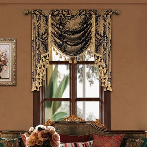 TOPLUXE Swag Valance for Windows, Damask Waterfall Valance(PACK OPENED) - Picture 1 of 7