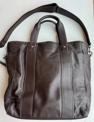 Bolso de Mano de Trabajo Coach de Cuero Marrón de 2 Vías Maletín Transatlántico Bolso Mensajero Foto 1 de 4