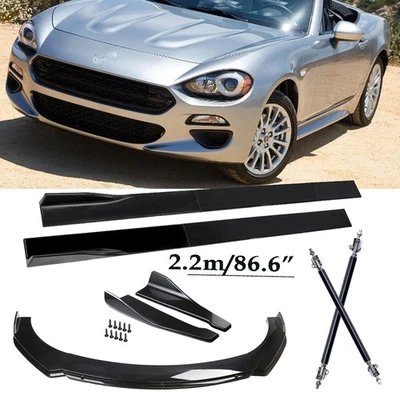 Front Bumper Rear Lip Chin Spoiler Gloss Black For Fiat 124 Spider 17-20 Body K - Image 1 of 4