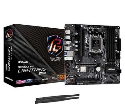 B650M PG Lightning WiFi 6E AMD Ryzen 9000/8000/7000 Series Socket AM5 B650 DD... - Image 1 of 4