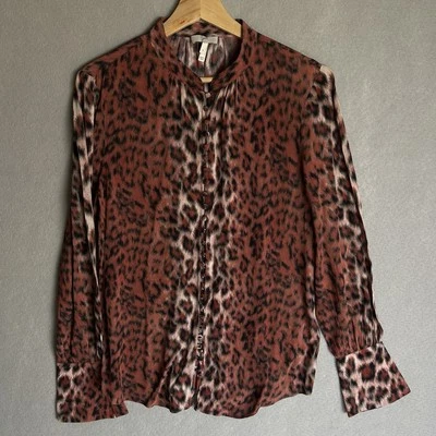 Blusa Joie Mujer’s S Estampado Leopardo Mangas Largas Abotonada Túnica Foto 1 de 4