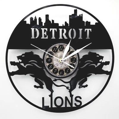 DETROIT LIONS | Reloj Disco Vinilo | Regalo Arte Pared Fútbol | ENVÍO GRATUITO Foto 1 de 2