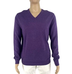 MONTEGO Men Purple V Neck 100% Cotton Sweater Jumper Size XL - Picture 1 of 11