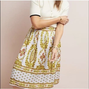 Anthropologie Echarpe Lilac Pleated Skirt Size 10 Floral Lined Knee Length - Picture 1 of 7
