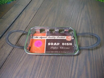 Jabonera cromada Aywon vintage con asas de resorte nueva stock antiguo coleccionables Foto 1 de 4