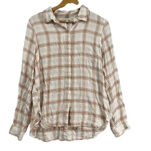 Lucky Brand kariertes Button Down Hemd Freizeit Relaxed Fit braun weiß kariert M/M - Bild 1 von 6