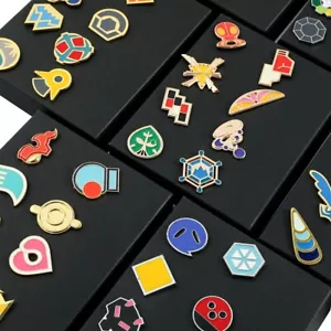 Pokemon Gym Badges Pins Kanto Johto Hoenn Sinnoh Unova Kalos New Box Set - Picture 1 of 12