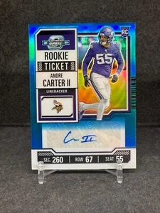 Andre Carter 2023 Contenders Optic Teal Rookie Ticket #143 Rookie Auto 39/99 - Picture 1 of 3