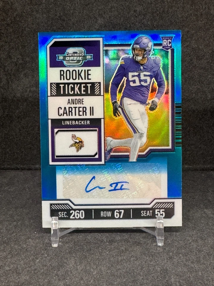 Andre Carter 2023 Contenders Optic Teal Rookie Ticket #143 Rookie Auto 39/99 - Image 1 of 3
