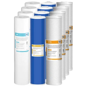 3 Stage 20"x4.5" Big Blue PP Resin CTO Carbon Whole House Water Softener Filter - Picture 1 of 23