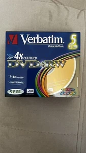 VERBATIM DVD+RW 4.7 Go 4x 120 min Lot de 5 disques neufs sous blister - Photo 1/2