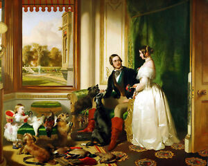 Queen Victoria & Price Albert au château de Windsor peinture toile imprimée giclée
