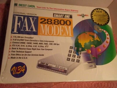 BEST DATA Products Inc. Smart One 2834FX Modem V.34 28,800 bps with Mac Software - Image 1 of 4