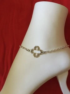 Beautiful Silver Quatrefoil Clover Fancy Anklet - Picture 1 of 7