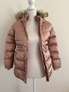 Gap Kids Girls Puffer Parka Faux Fur Trim Fleece Lined Size M - Picture 1 of 7