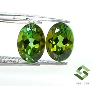 Par facetado corte ovalado turmalina verde natural 7x5 mm 1,89 CTS piedras preciosas sueltas - Imagen 1 de 9