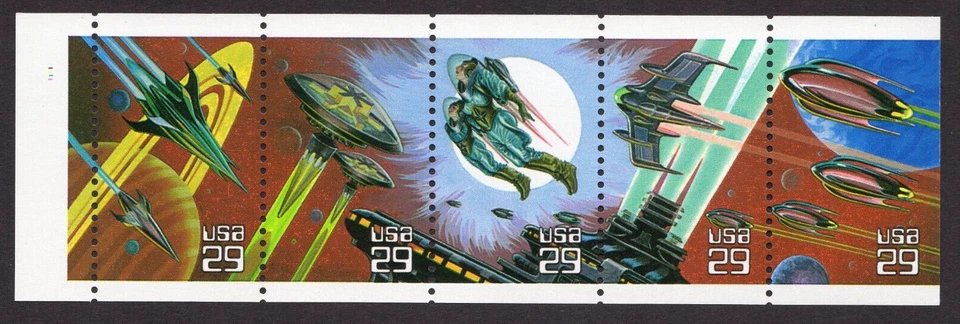 Scott #2745a - Space Fantasy Booklet Pane of 5 Stamps - MNH P#1111 - Image 1 of 1