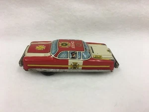 Vintage Tin Toy Fire Department Chief Car Friction Japan - Picture 1 of 7