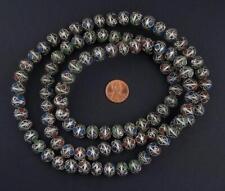 Tri-color Enamel Berber Bicone Beads Set of 10 11mm Morocco African Multicolor