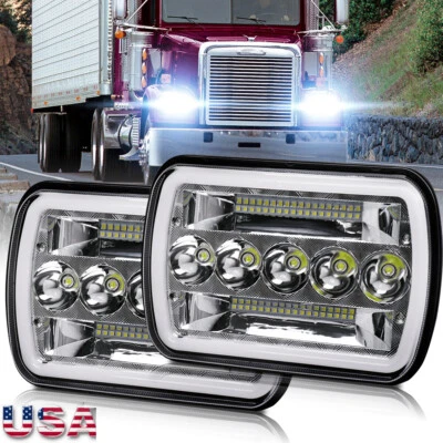 2pcs 7"X6" LED Headlights Fit Freightliner FL106 FL112 FL60 FL70 FS65 MT35 MT45 - Image 1 of 4