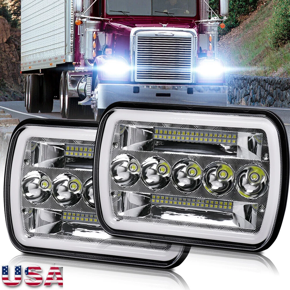 Faros LED de 7"X6" para Freightliner FL106 FL112 FL60 FL70 FS65 MT35 MT45 2 piezas Foto 1 de 4