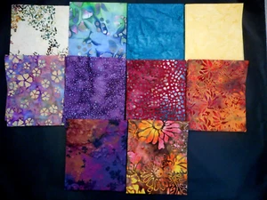 Lotto 2 in tessuto trapunta Batik 10 quarti grassi colori misti FQ cotone premium - Foto 1 di 1