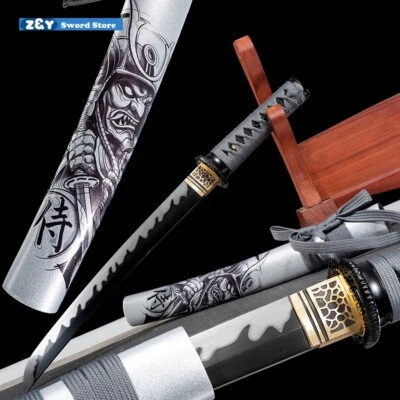 Cuchillo pequeño Japón espada corta Katana Q8289 hoja llama acero al carbono 1095 Foto 1 de 4